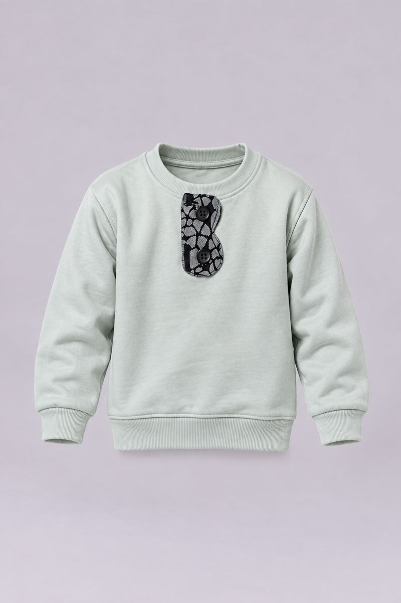 Kids Crewneck Sweatshirt with Textured Appliqué Placket - Suviara Little - Photo 10