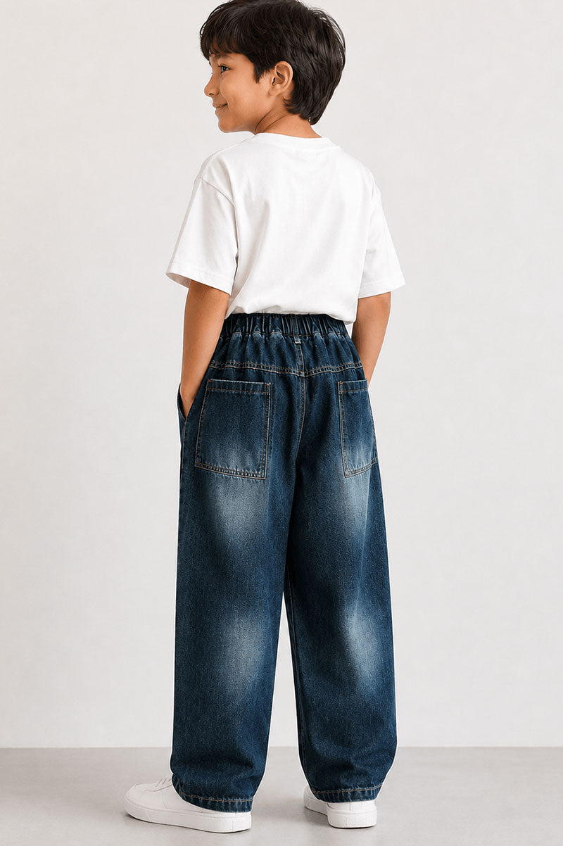 Kids Wide-Leg Cargo Jeans Pants - Suviara Little