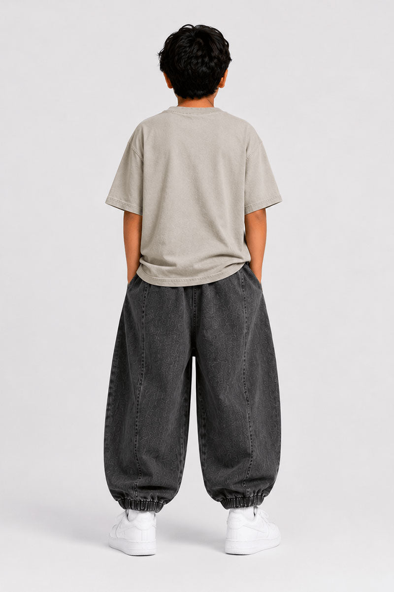 Loose Fit Baggy Jeans Denim Pants Charcoal Black - Suviara Little - Photo 4