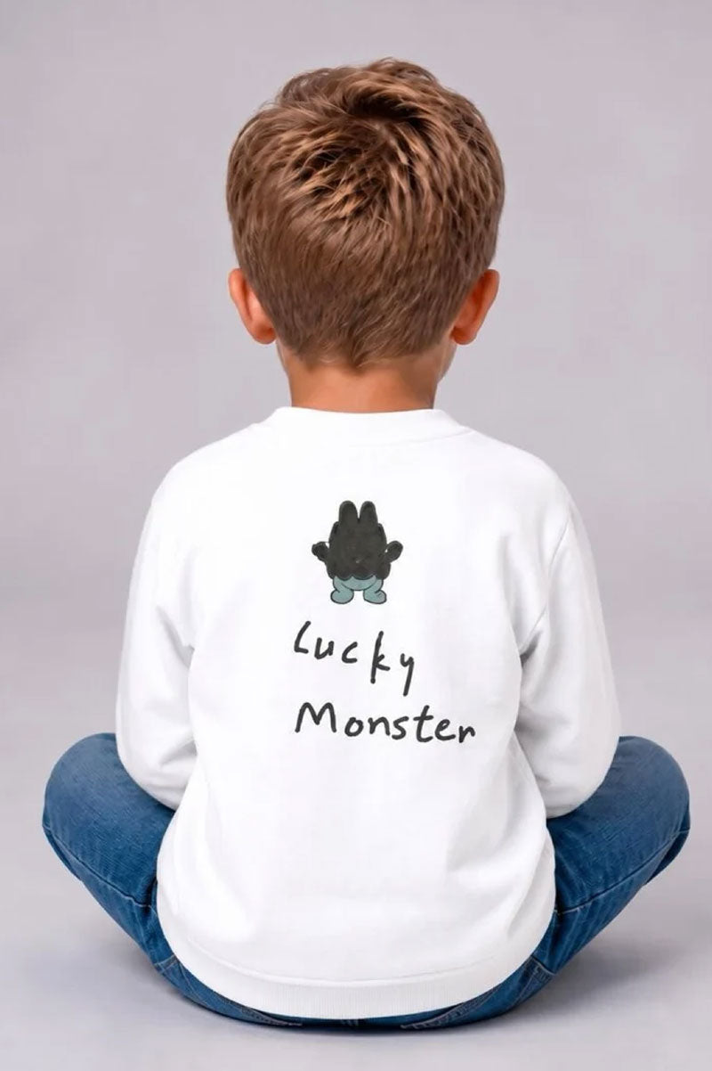 Kids Crewneck Sweatshirt with Textured Appliqué Placket - Suviara Little - Photo 4