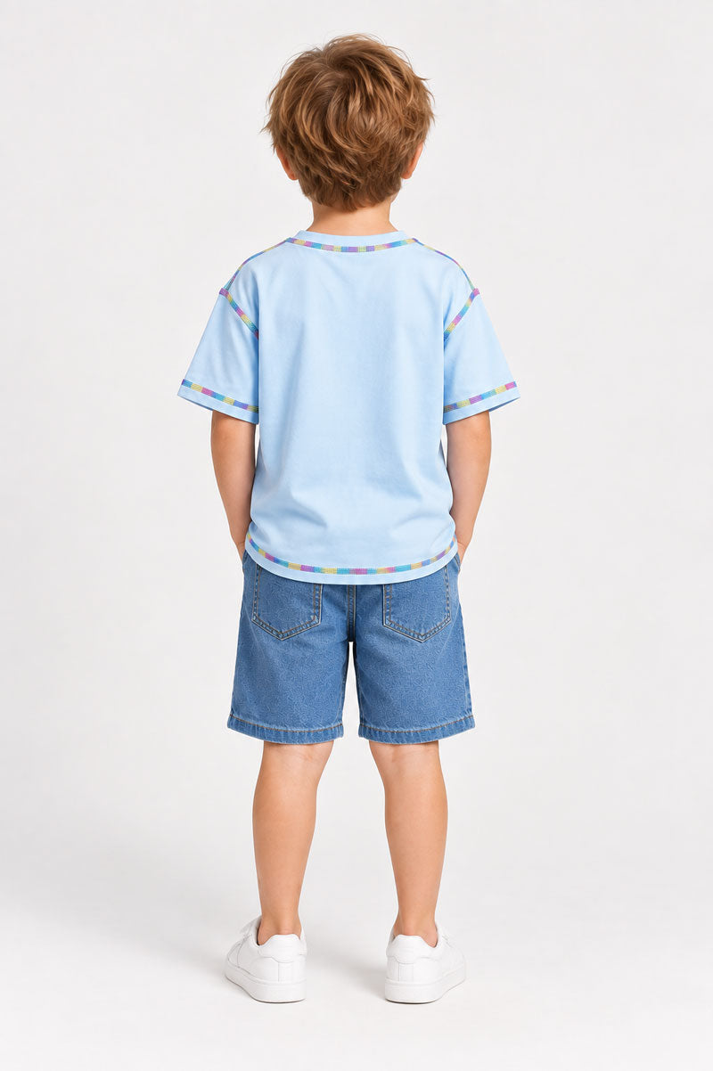 Short Sleeve Casual T-Shirt Light Blue - Suviara Little - Photo 8
