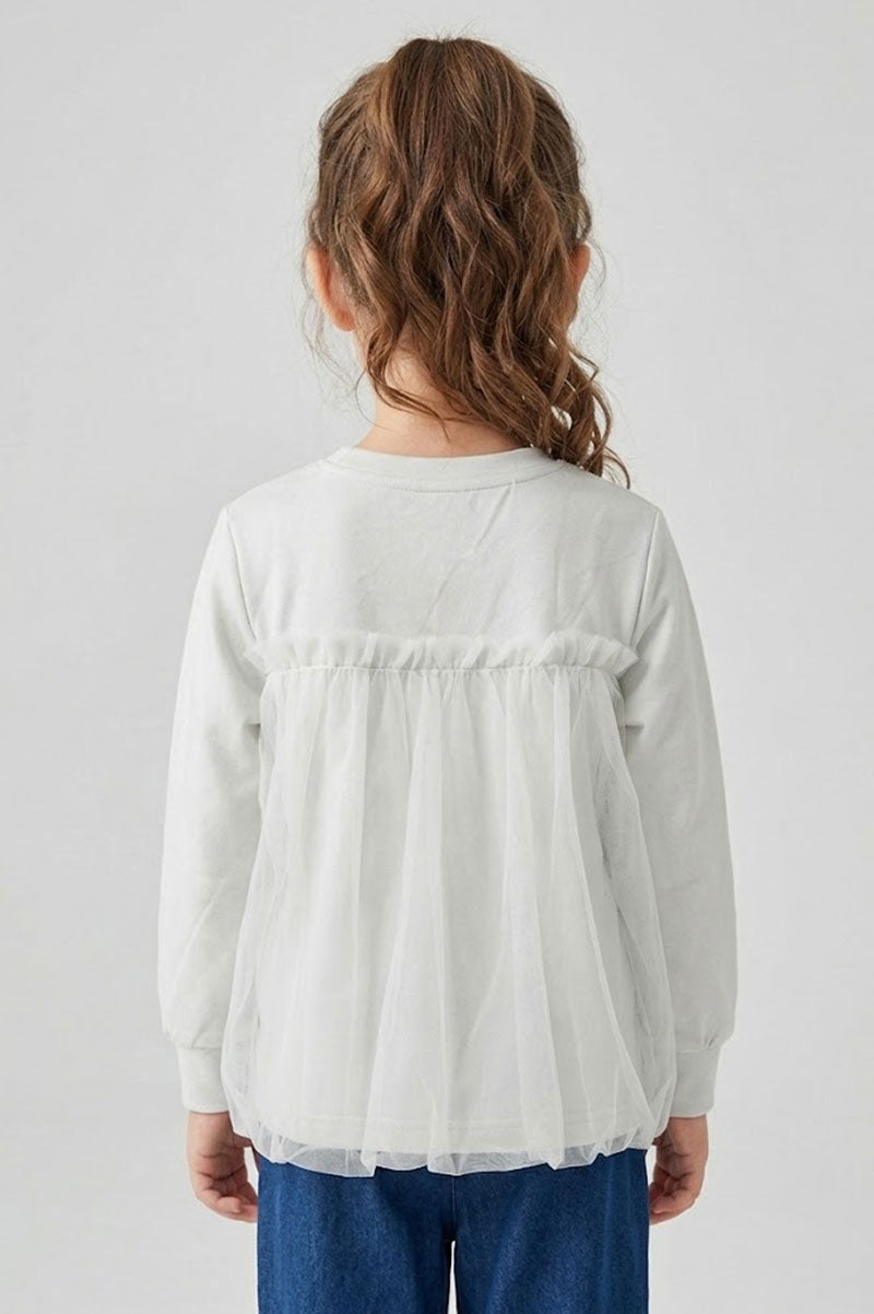 Girl's Tulle Sweatshirt Tiny Bow - Suviara Little - Photo 4