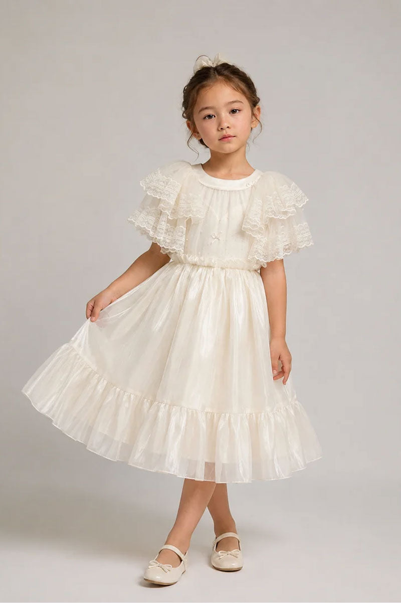 Girls White Evangeline Tulle Dress - Suviara Little