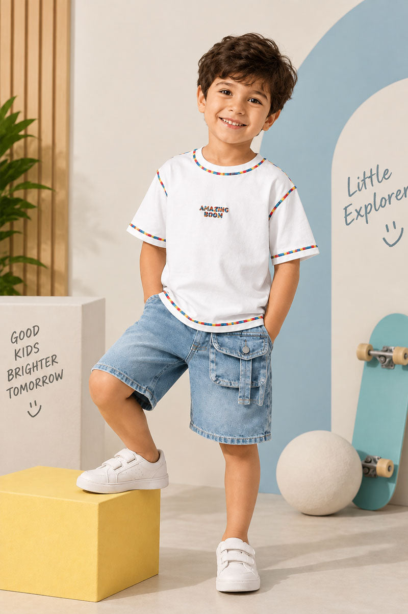 Short Sleeve Casual T-Shirt White - Suviara Little