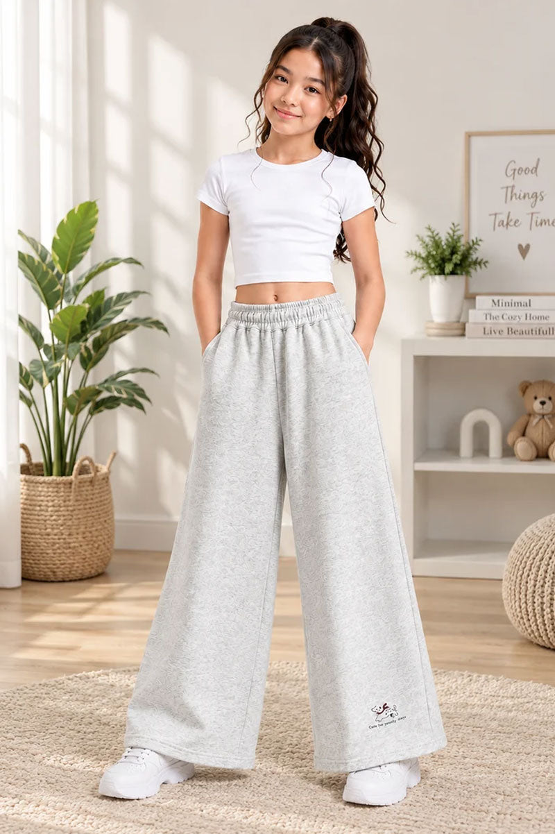 Kids Casual Wide Leg Sweatpants Grey - Suviara Little