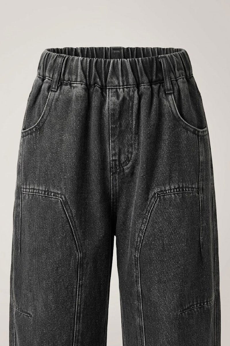 Multi-Pocket Denim Kids Wide-Leg Cargo Jeans Pants - Suviara Little