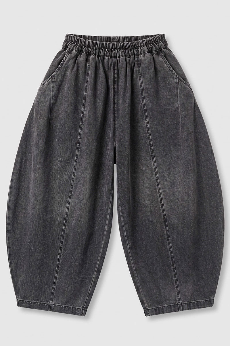 Loose Fit Baggy Jeans Denim Pants Charcoal Black - Suviara Little - Photo 8