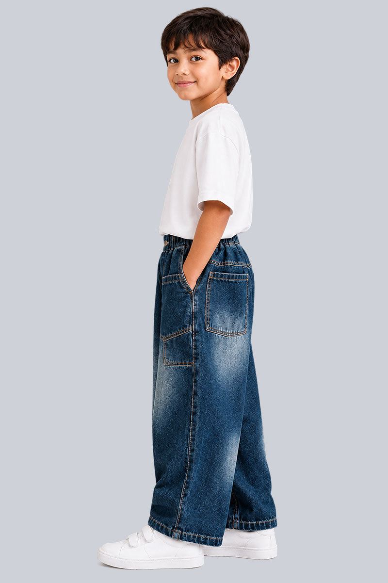 Kids Wide-Leg Cargo Jeans Pants - Suviara Little