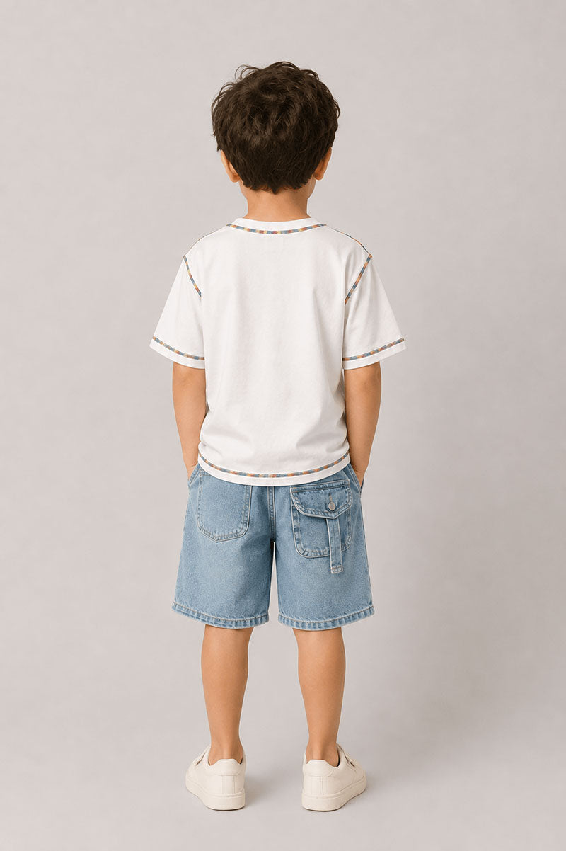 Short Sleeve Casual T-Shirt White - Suviara Little - Photo 4