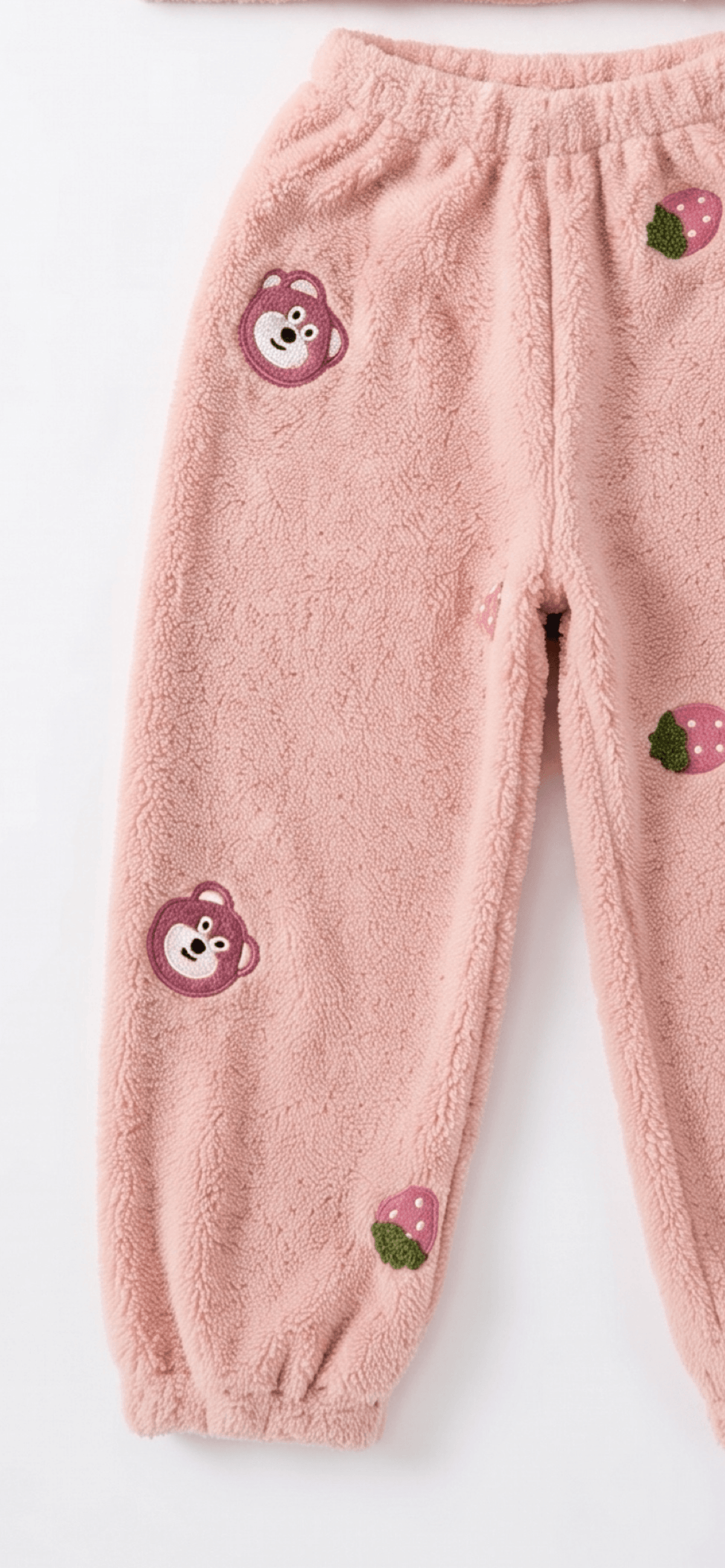 Kids Strawberry Bear Fluffy Fleece T-Shirt & Pyjama Set - Suviara Little - Photo 7