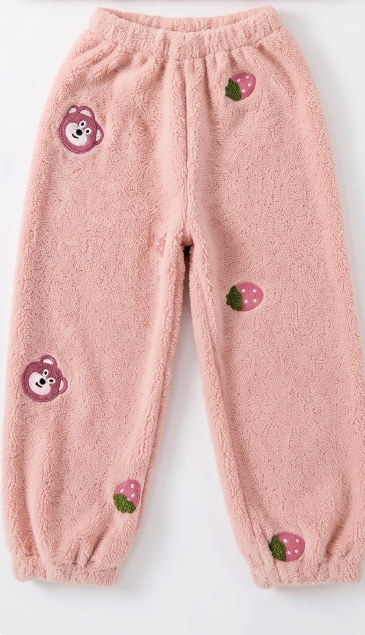 Kids Strawberry Bear Fluffy Fleece T-Shirt & Pyjama Set - Suviara Little - Photo 8