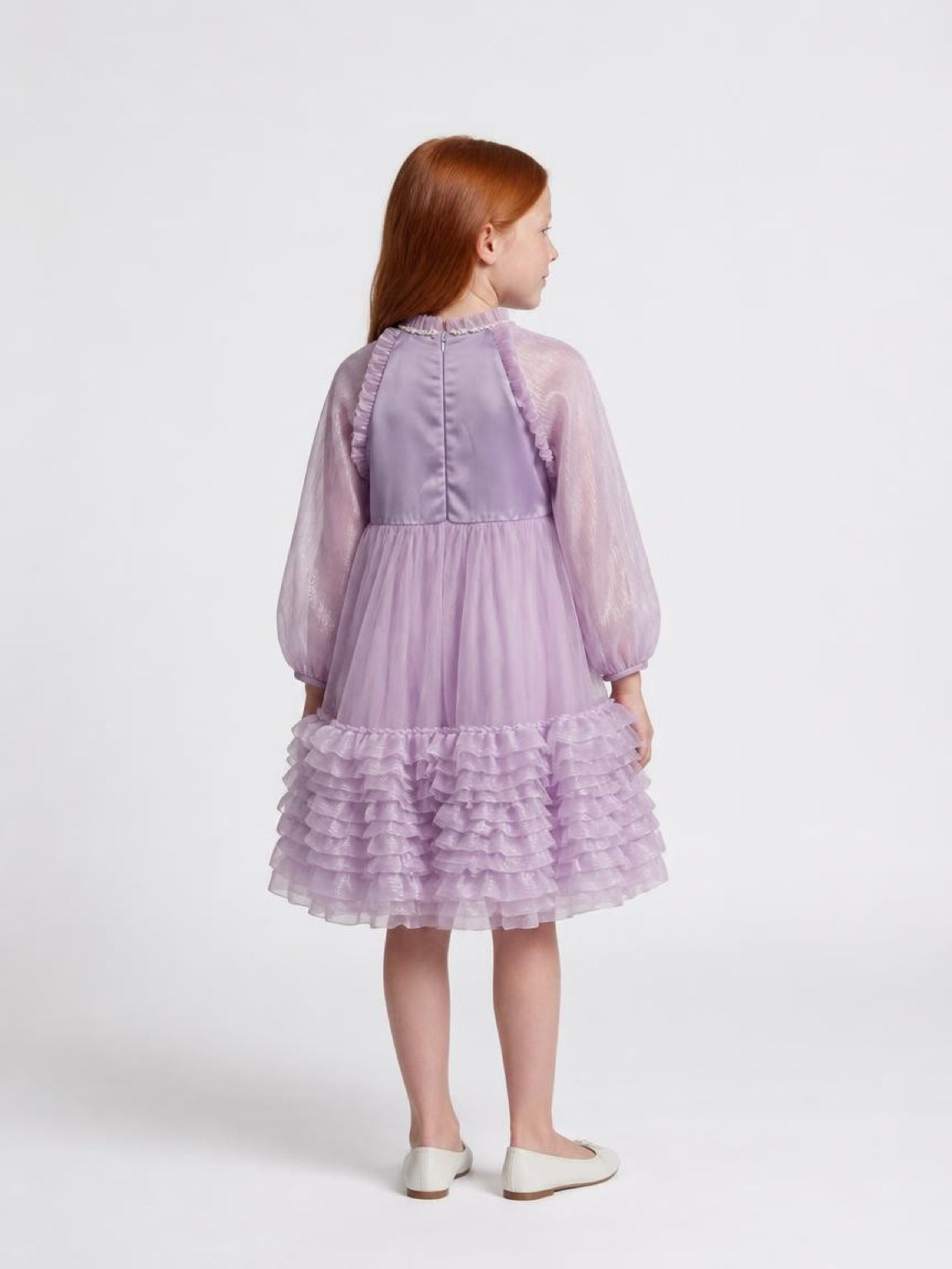 Girls Sequinned Tulle Dress with Floral Appliqués - Suviara Little - Photo 9