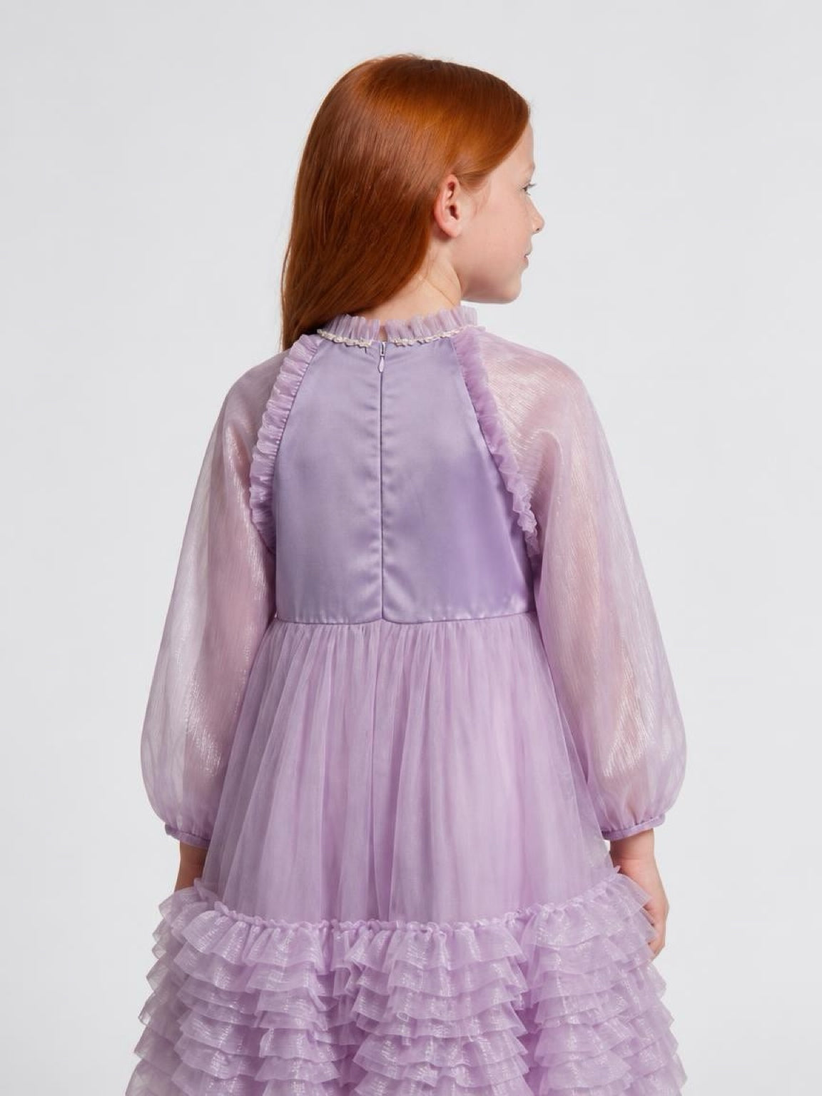 Girls Sequinned Tulle Dress with Floral Appliqués - Suviara Little - Photo 6