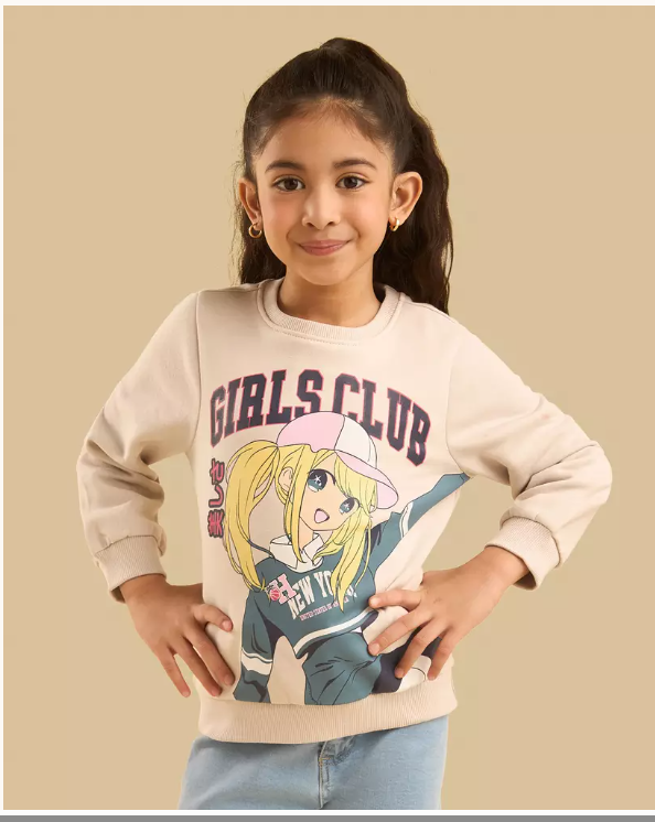 Anime Girl Print Sweatshirt