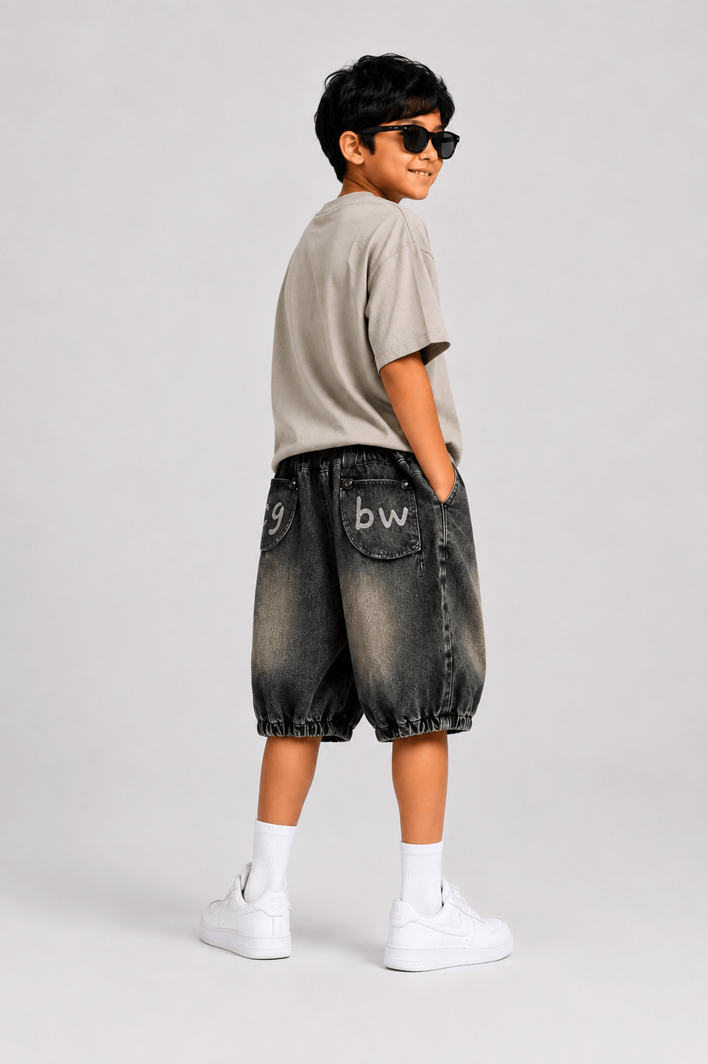 Kids' Vintage Wash Baggy Denim Pants - Suviara Little - Photo 5