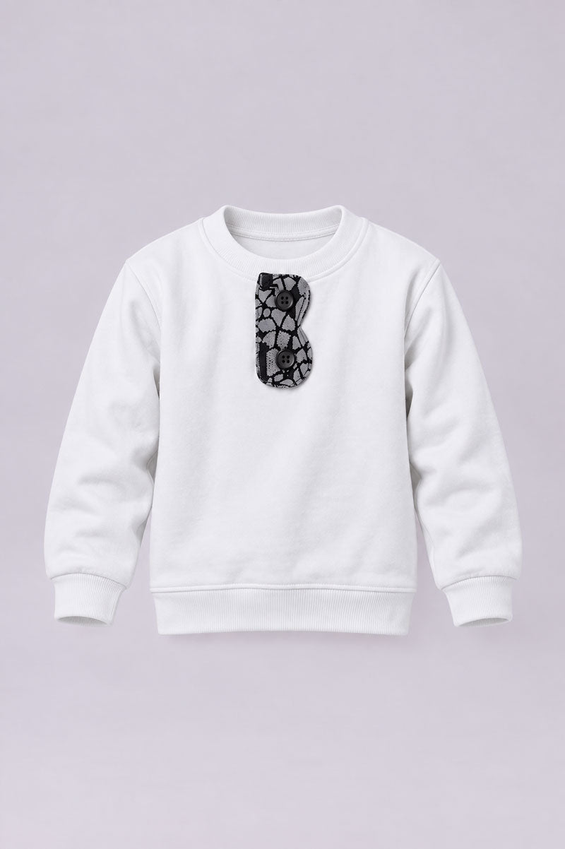 Kids Crewneck Sweatshirt with Textured Appliqué Placket - Suviara Little