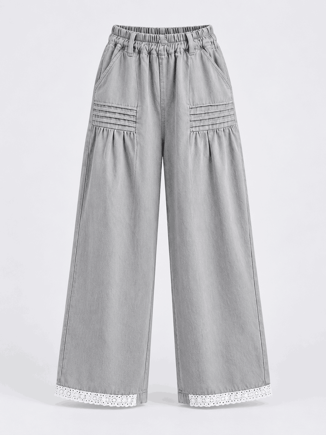 Stylish Kids Elastic High Waisted Palazzo Linen Pants - Suviara Little