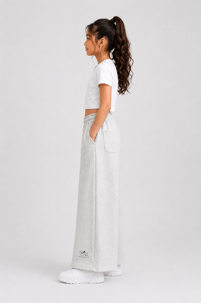 Kids Casual Wide Leg Sweatpants Grey - Suviara Little - Photo 3