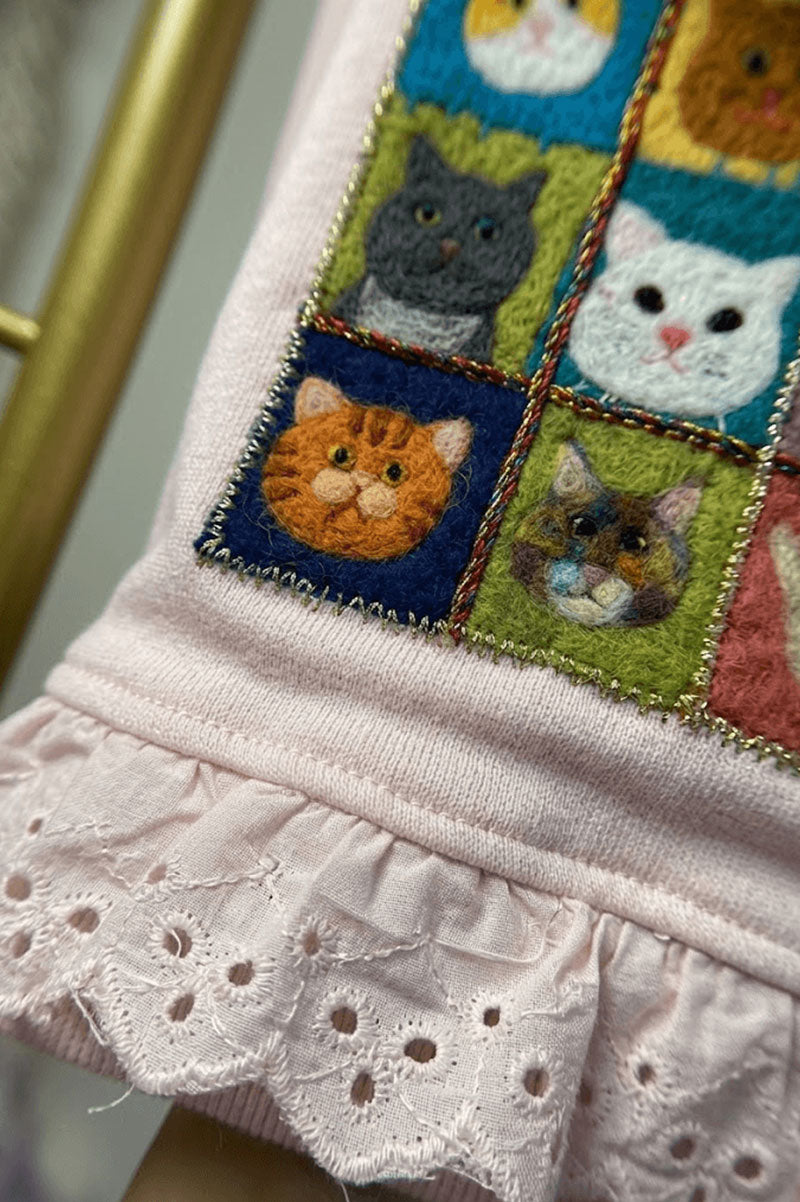 Pink Ruffled Cute Cat Graphic Sweatshirts - Suviara Little - Photo 6