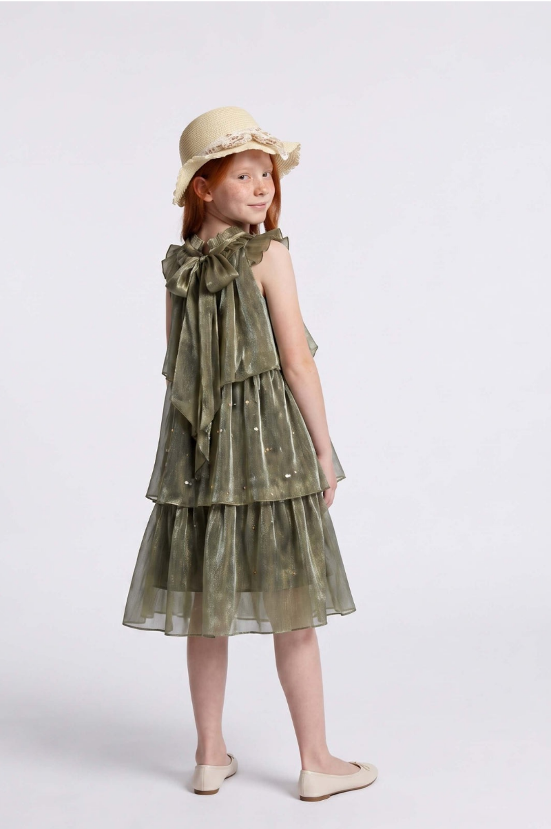 Olive Green Fairy Sparkle Sequins Party Dress - Suviara Little - Photo 3