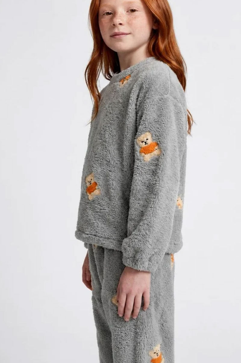 Soft Plush Fleece Teddy Print Kids T-Shirt & Pyjama Set - Suviara Little - Photo 4
