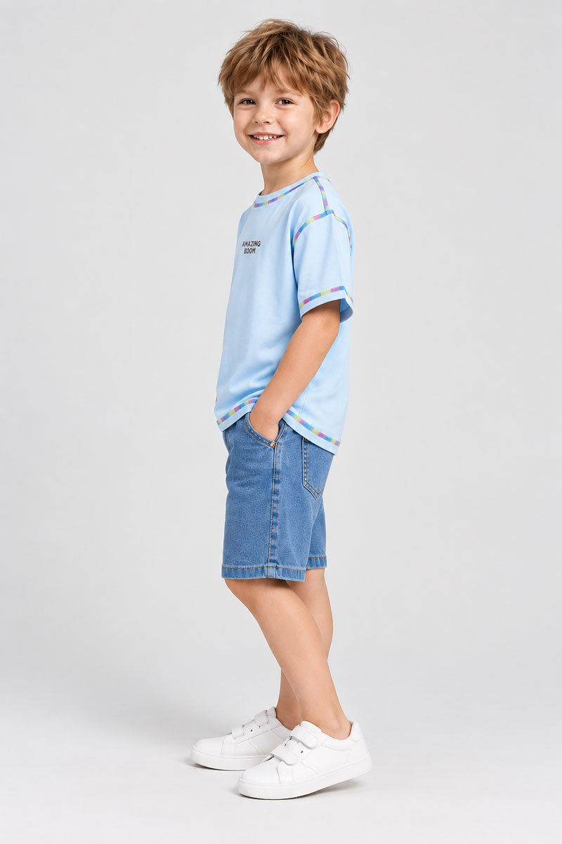 Short Sleeve Casual T-Shirt Light Blue - Suviara Little - Photo 9