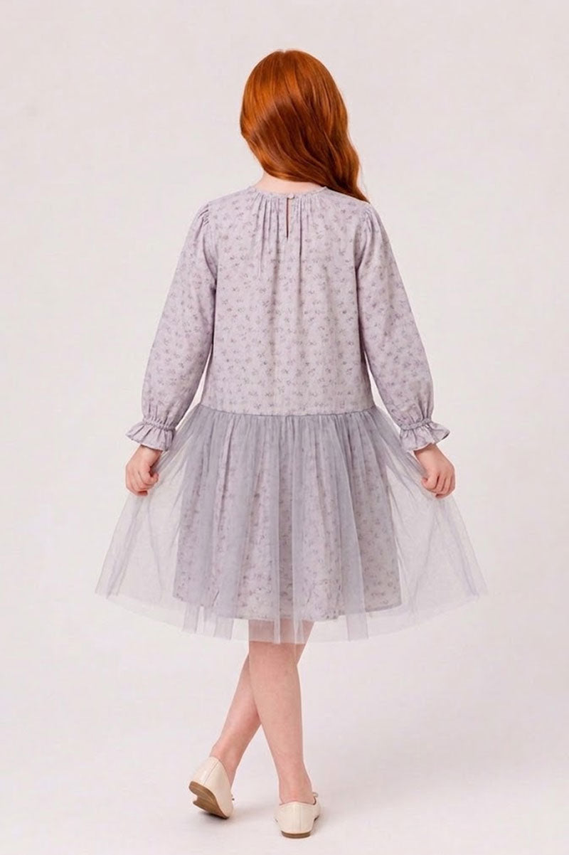 Kids Eloise Long Sleeve Dress Up Floral Print Tulle Skirt - Suviara Little - Photo 3