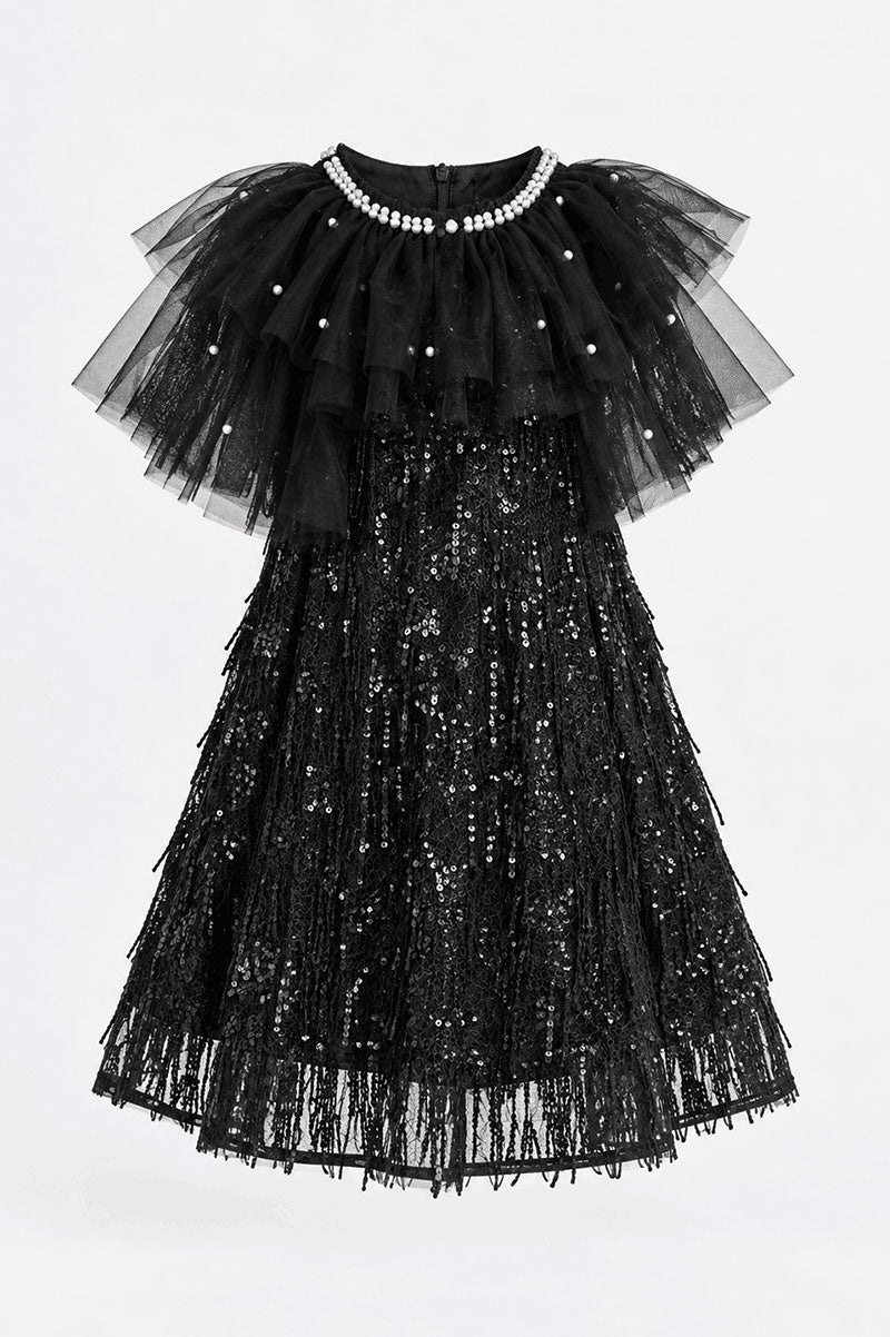 Girls Black Tulle Party Dress - Suviara Little