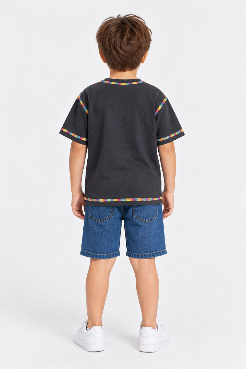 Short Sleeve Casual T-Shirt Navy Blue - Suviara Little - Photo 5