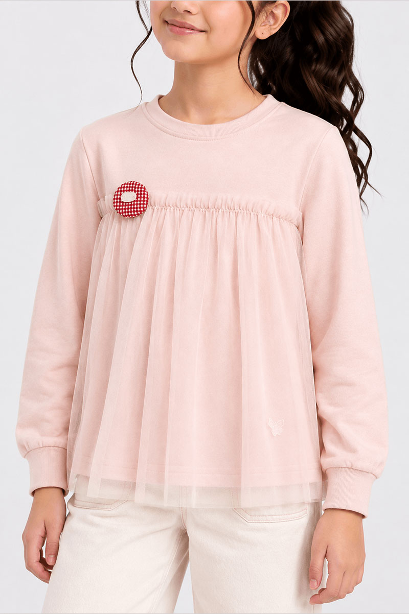 Girl's Tulle Sweatshirt - Suviara Little - Photo 4