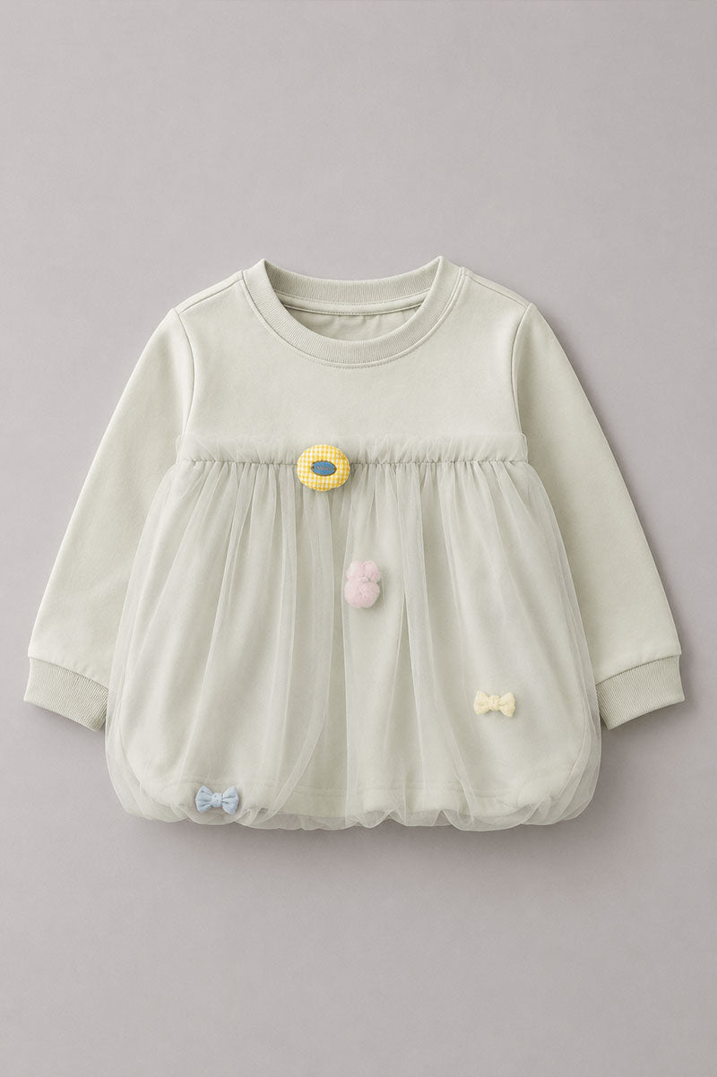 Girl's Tulle Sweatshirt Tiny Bow - Suviara Little - Photo 5