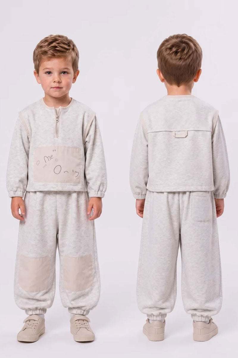 Premium Toddler Fleece Neutral Sweatsuit Set - Suviara Little - Photo 4