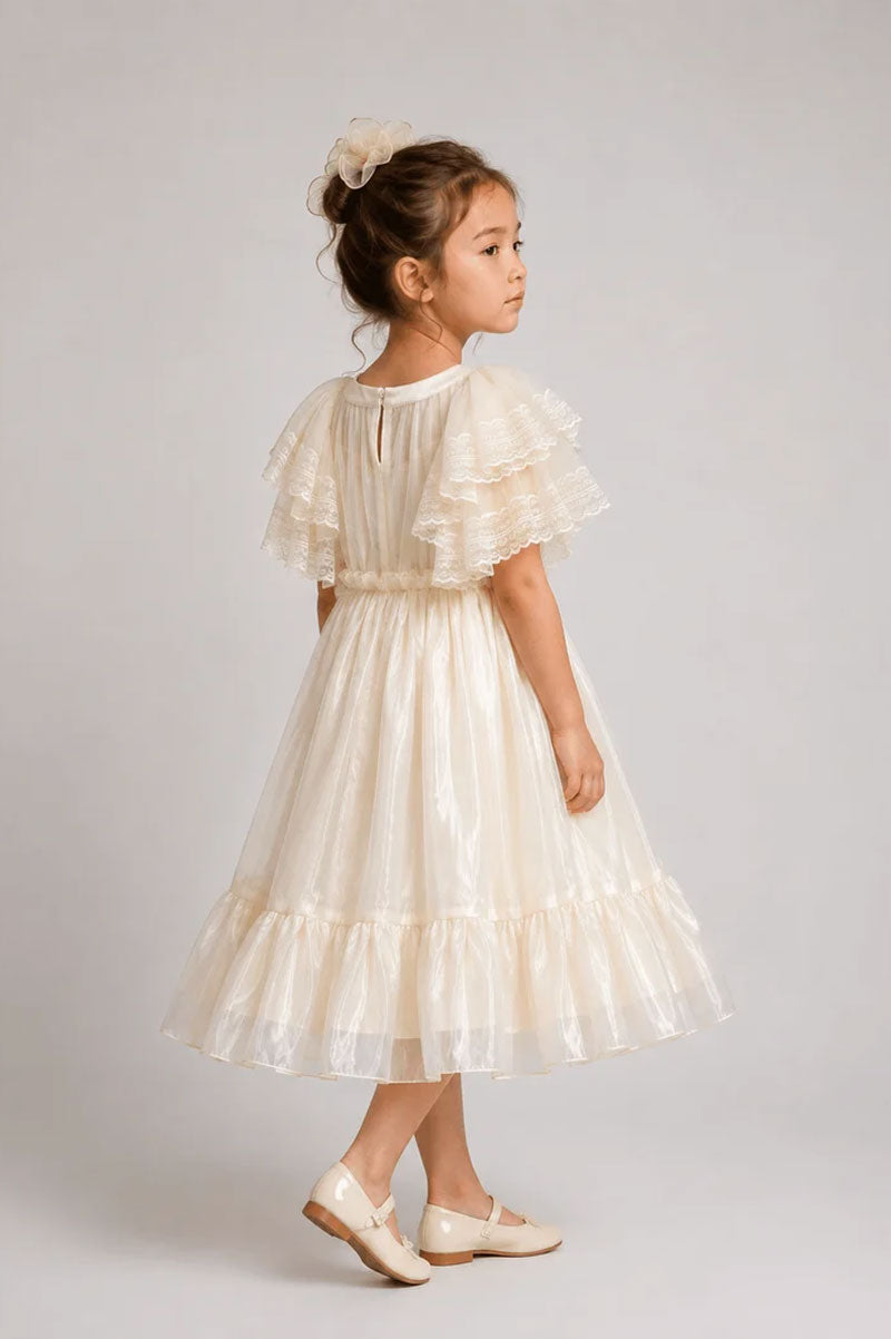 Girls White Evangeline Tulle Dress - Suviara Little - Photo 3