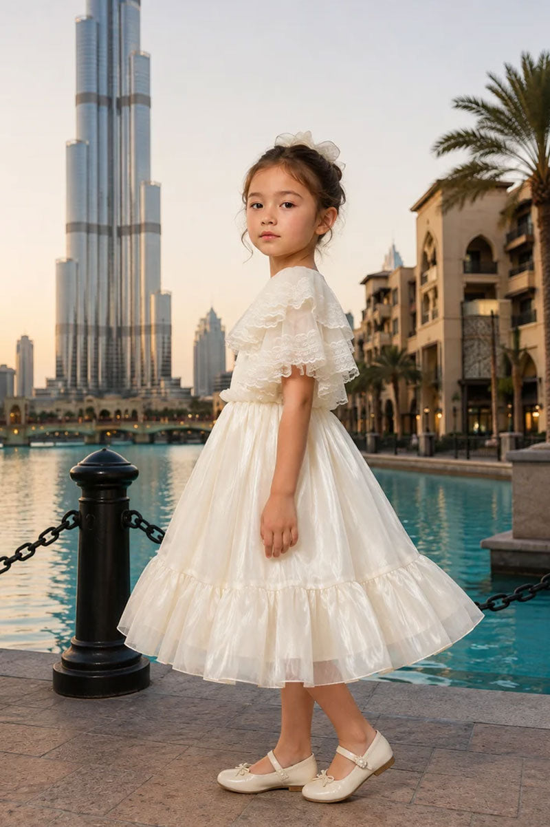 Girls White Evangeline Tulle Dress - Suviara Little