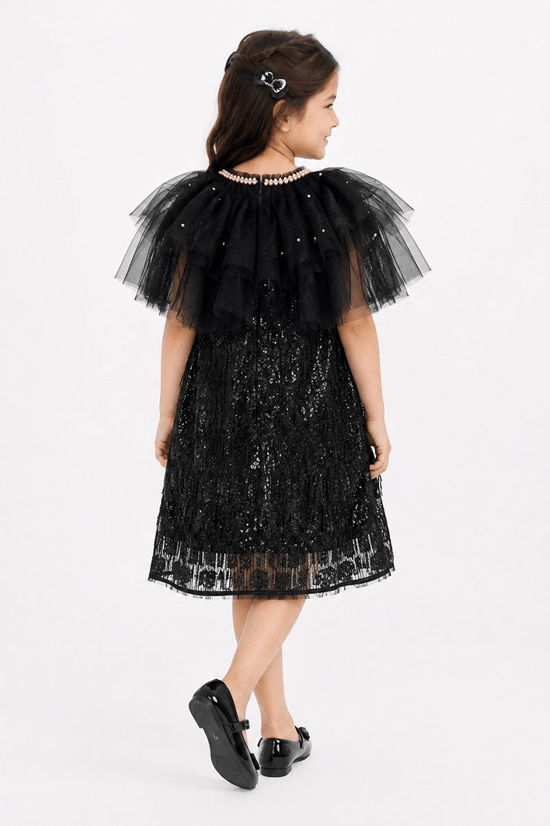 Girls Black Tulle Party Dress - Suviara Little