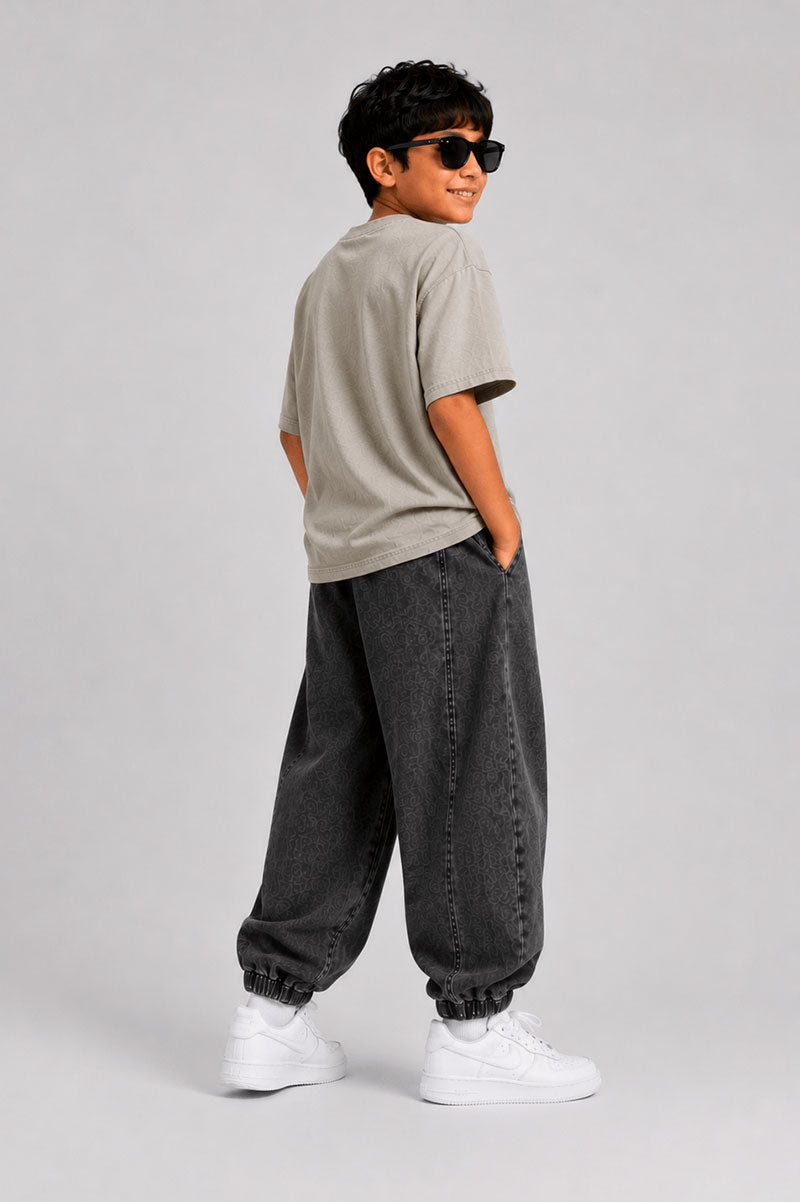 Loose Fit Baggy Jeans Denim Pants Charcoal Black - Suviara Little - Photo 6