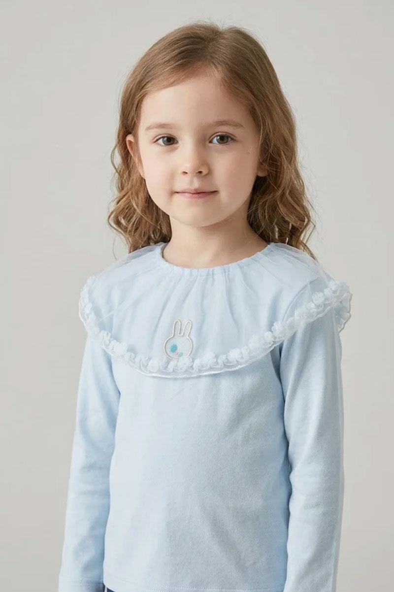 Long-Sleeved Ruffled Peter Pan Collar T-Shirt - Suviara Little