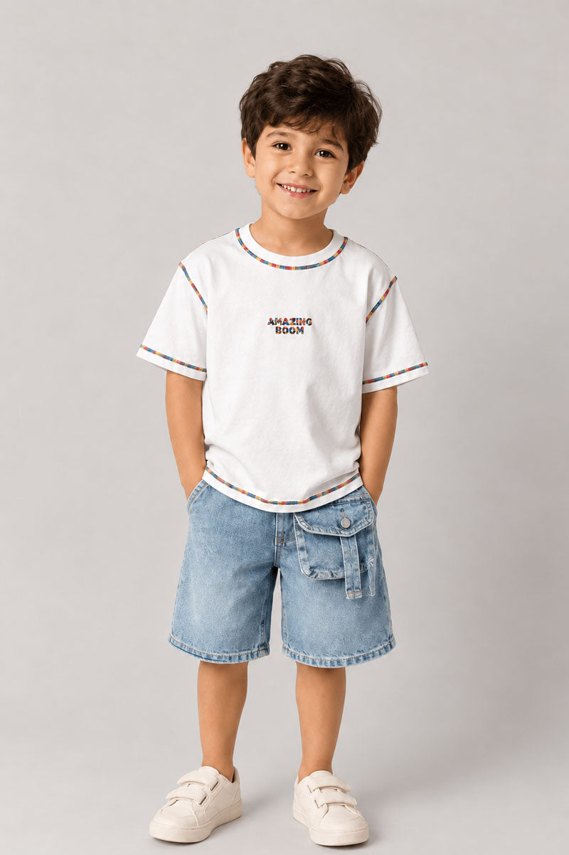 Short Sleeve Casual T-Shirt White - Suviara Little