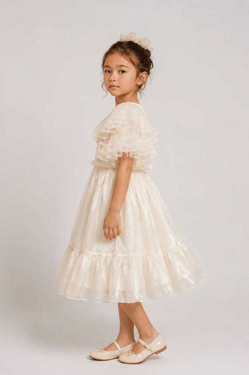 Girls White Evangeline Tulle Dress - Suviara Little - Photo 5