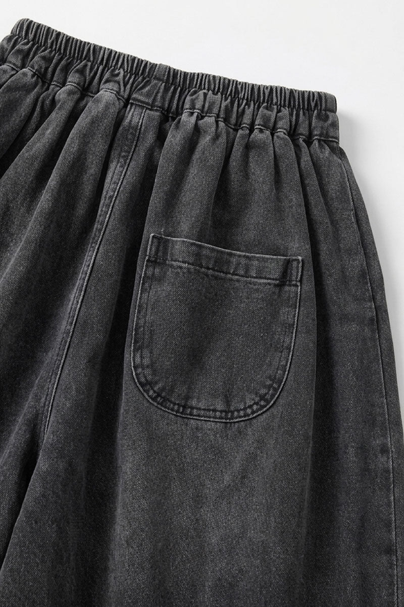 Loose Fit Baggy Jeans Denim Pants Charcoal Black - Suviara Little - Photo 7