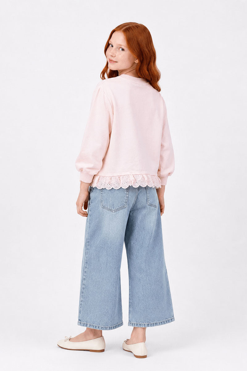 Pink Ruffled Cute Cat Graphic Sweatshirts - Suviara Little - Photo 4