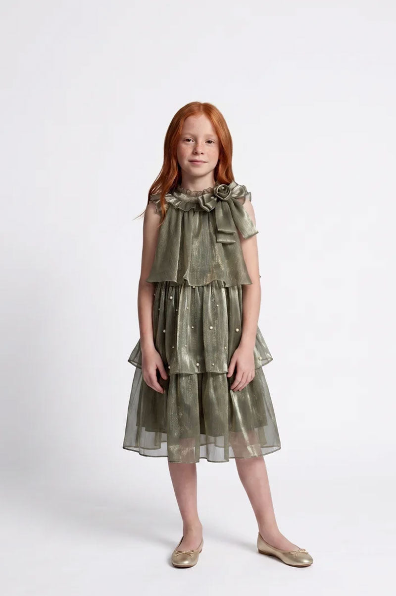 Olive Green Fairy Sparkle Sequins Party Dress - Suviara Little