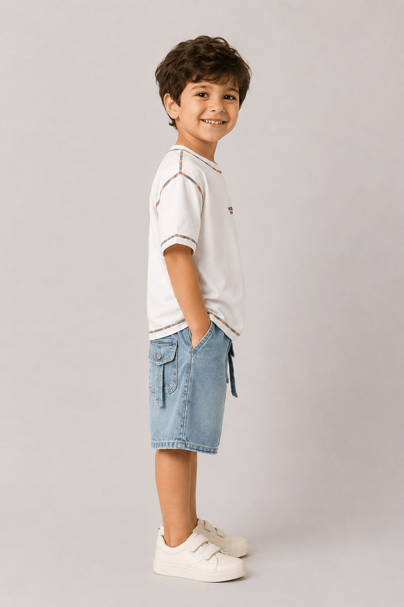 Short Sleeve Casual T-Shirt White - Suviara Little - Photo 3