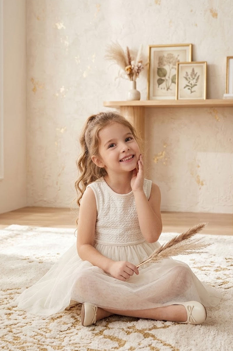 Girl's Tulle Embroidered Party Dress - Suviara Little