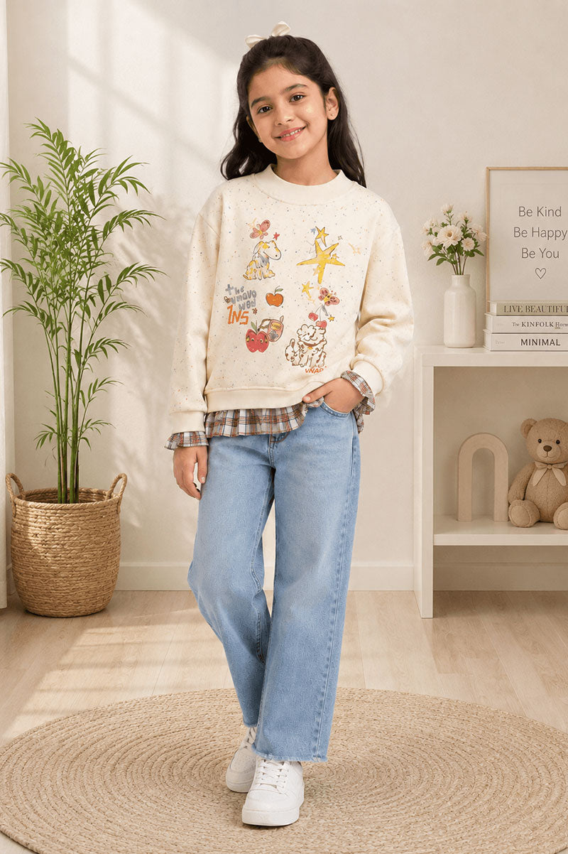 Speckled Fleece Long Sleeves Layered Red Plaid Sweatshirt - Suviara Little