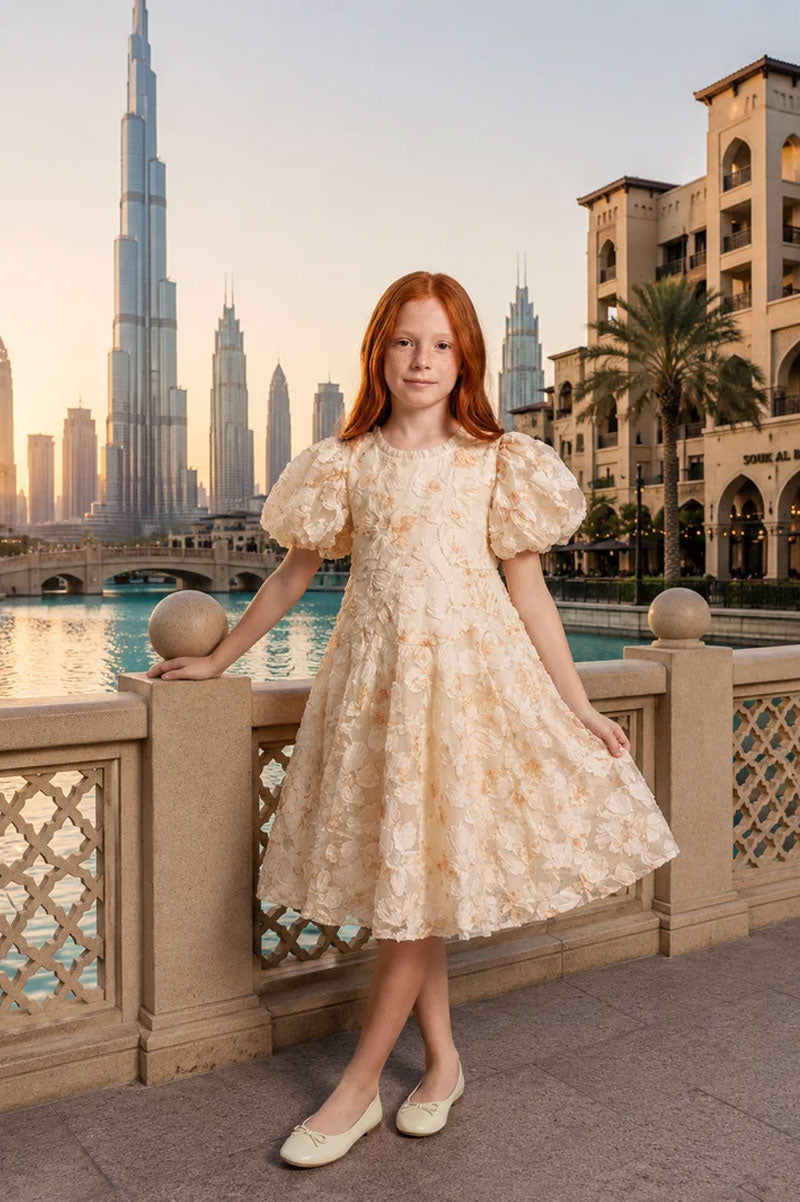 Floral Embroidered Tulle Party Dress - Suviara Little