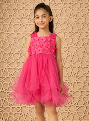 3D Flower Accent Mesh Tutu Dress