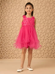 3D Flower Accent Mesh Tutu Dress