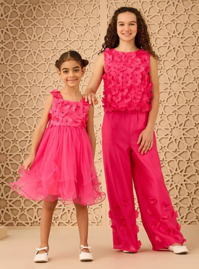 3D Flower Accent Mesh Tutu Dress