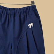 Bow Accent Barrel Fit Cotton Pants